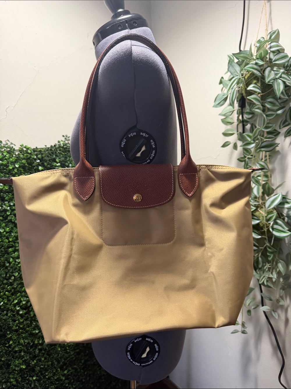 Longchamp Tan Tote with Brown Leather Trim